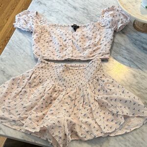 Forever 21 Light Pink and Blue Textured two piece set